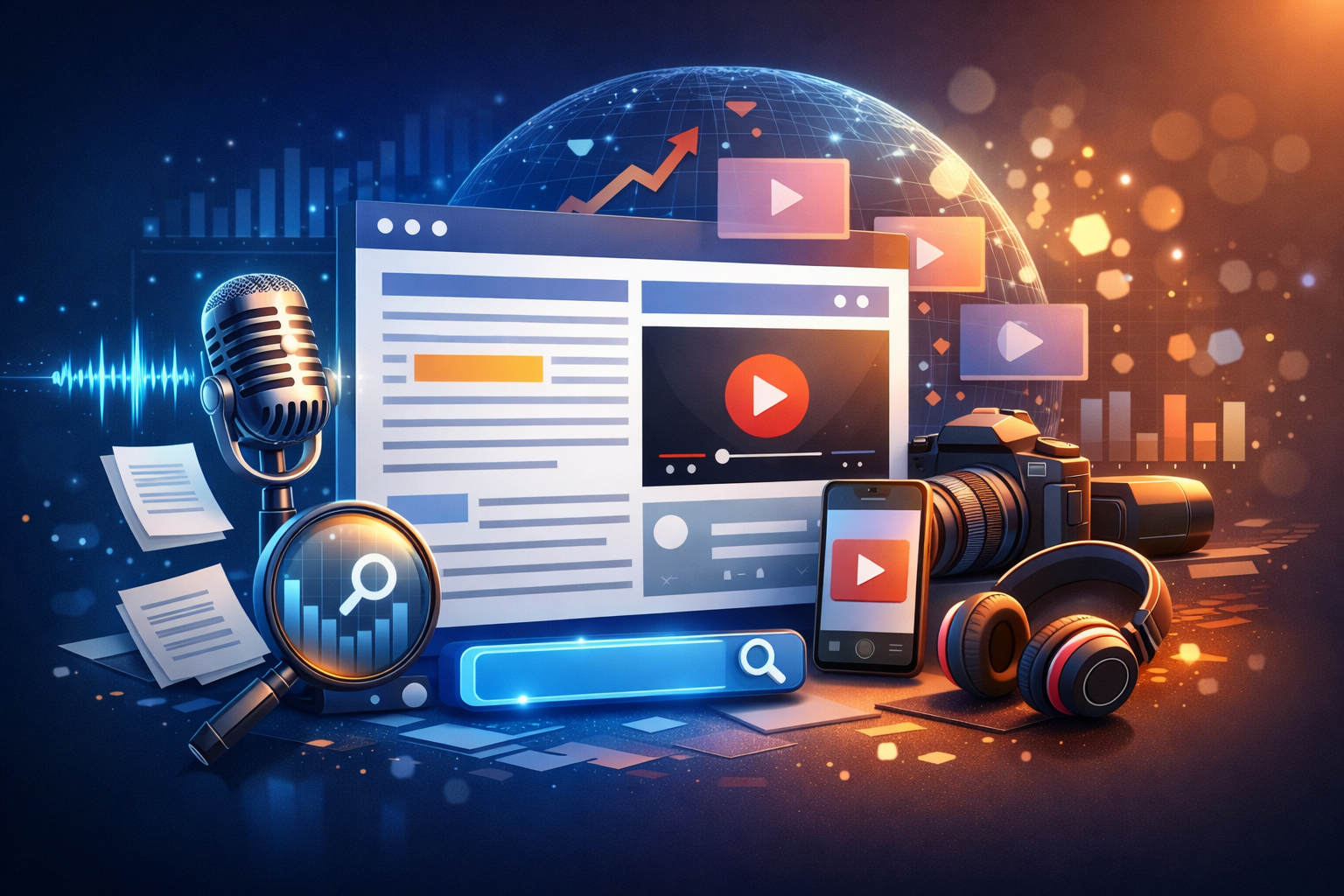 لماذا المحتوى المتكامل (نص + صوت + فيديو) يتصدر نتائج البحث الحديثة